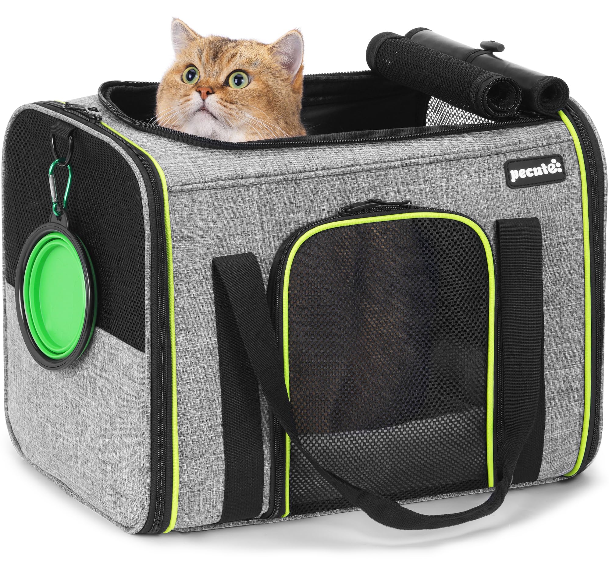 pecute® Cat Carrier Large with Removable Pet Nest up to 8kg, Foldable Cat Carrier Bag, Portable Dog Travel Bag, Breathable Mesh Fabric, Suitable for Car Travel, Bus, Subway,Picnic