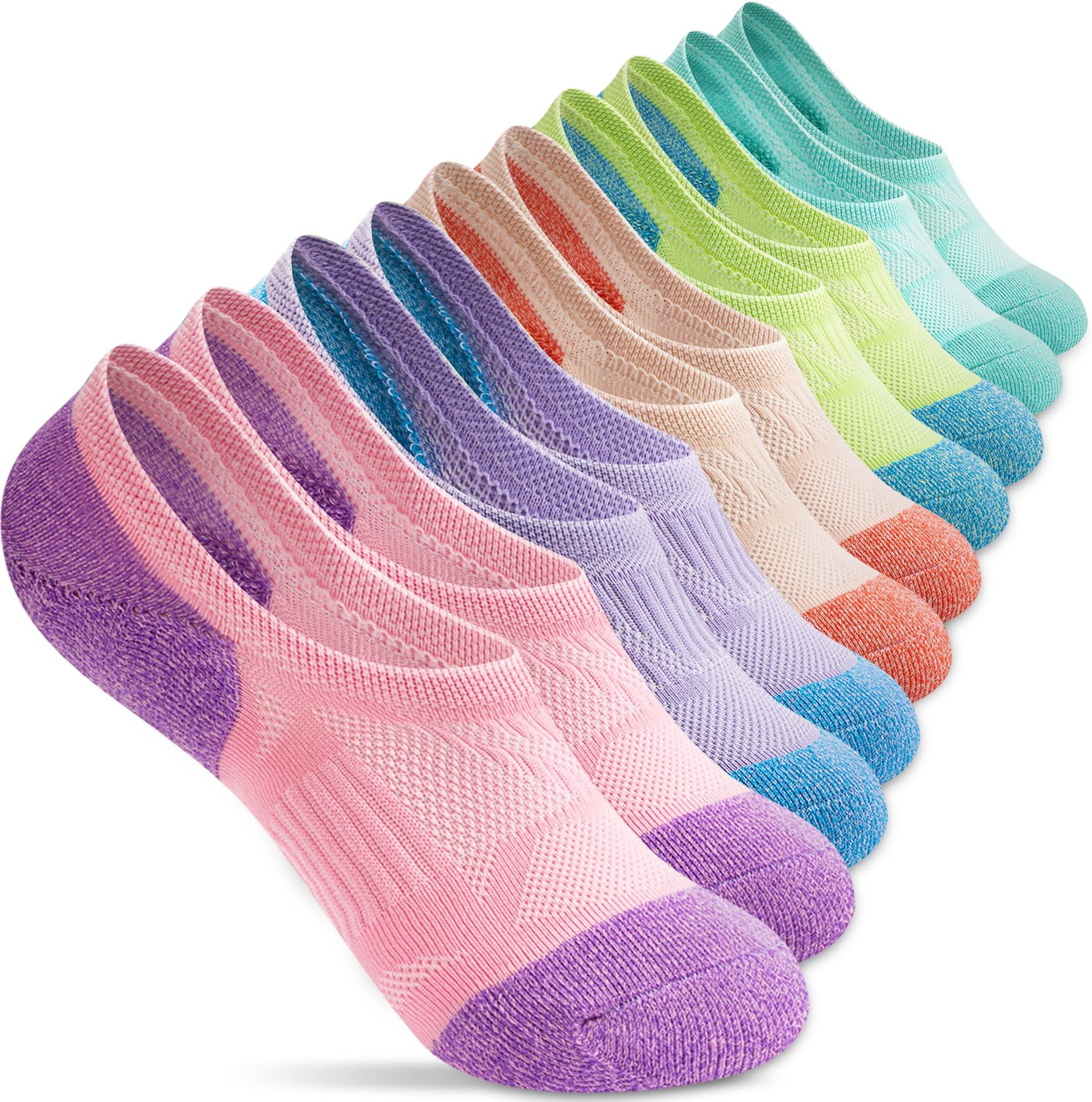 No Show Socks Womens Athletic Compression Running Low Cut Cushioned Socks 5 Pairs