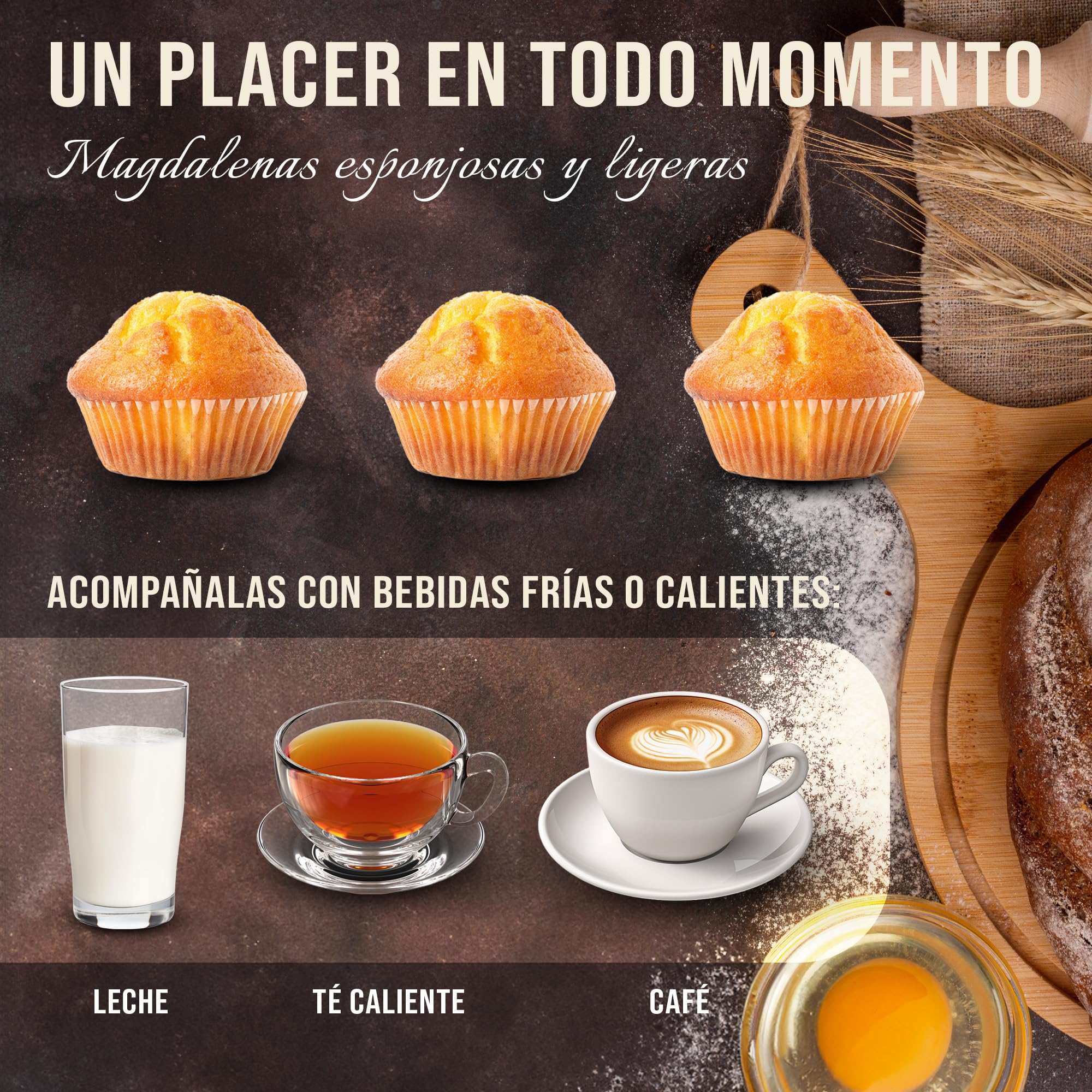 Magdalenas Aceite de Oliva- Magdalenas Caseras Dulces para Cada Dia - Disfruta de Nuestras Jugosas Magdalenas en tu Momento de Bolleria Diaria. Envasadas Individualmente 24 unidades