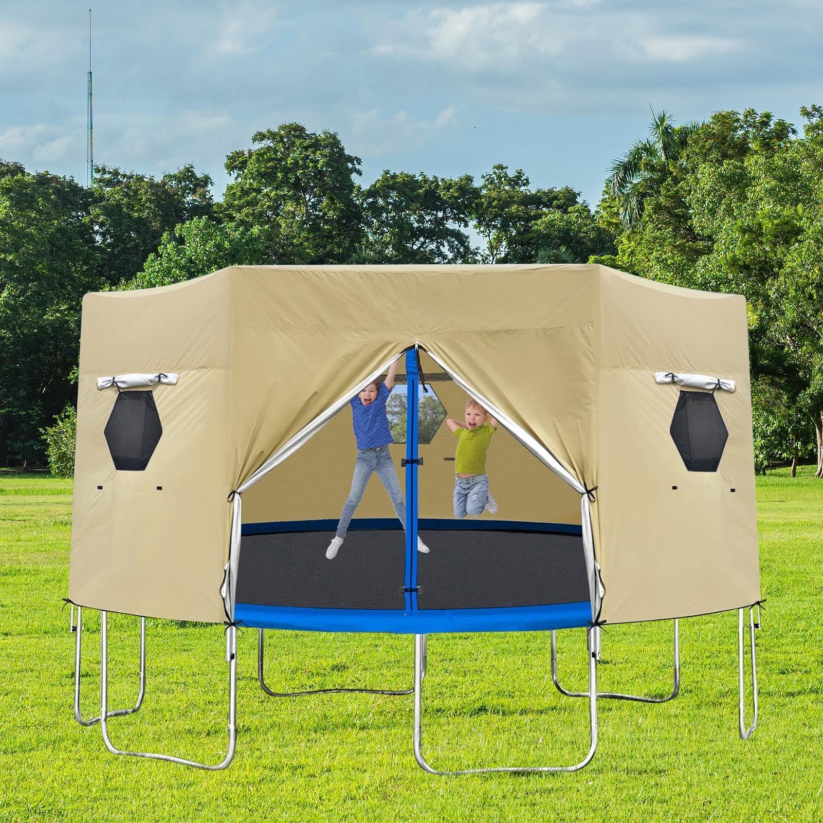 6FT/8FT/10FT/12FT Trampoline Tent - Trampoline Sunshade Cover, FoldableTrampolines Sunshade For 6 Straight Pole Outside, SunscreenTrampoline SunshadeTent Cover For Backyards Lawns Patios