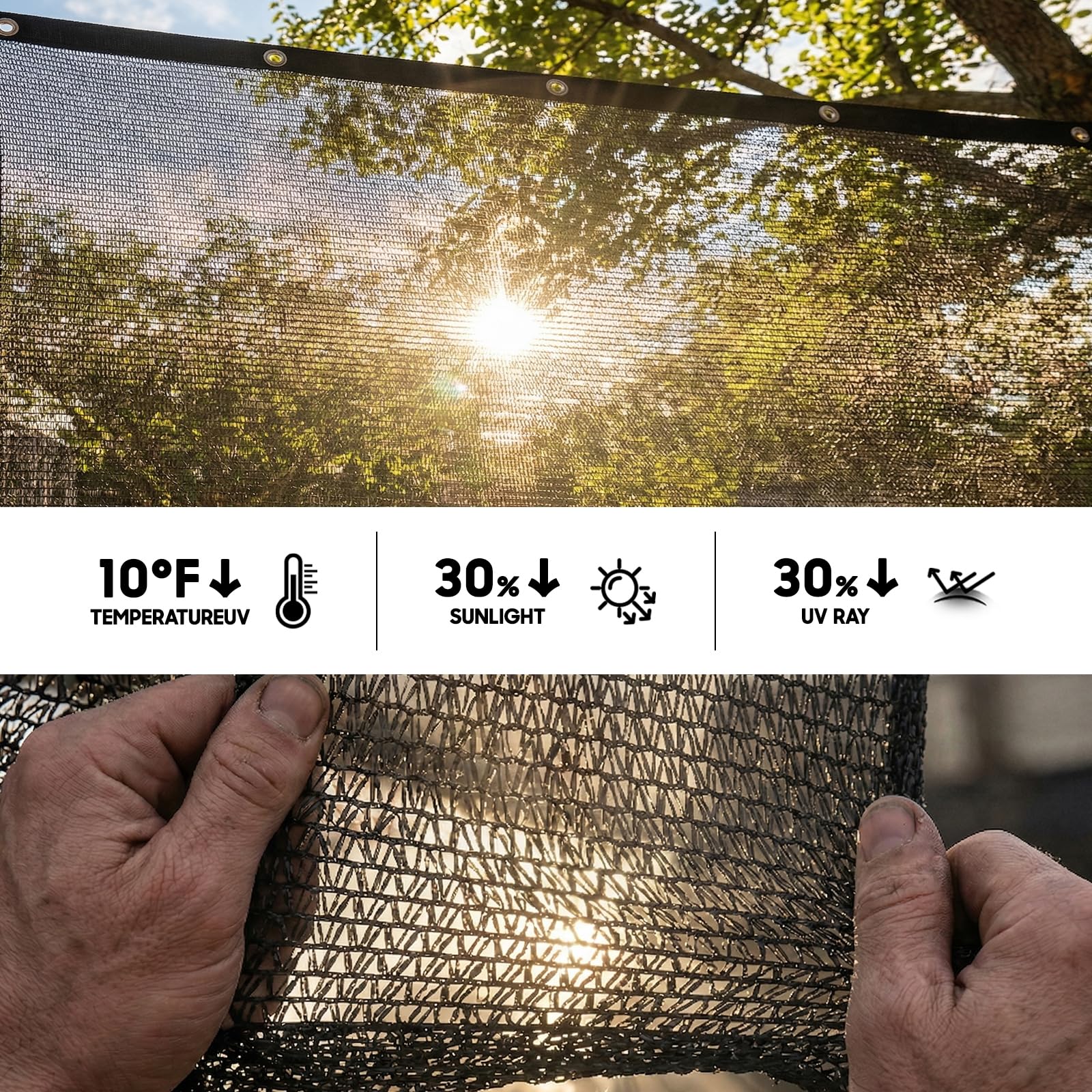Amazon.com : Amgo 30% Black Shade Cloth, 8FT x 12FT Mesh Tarp