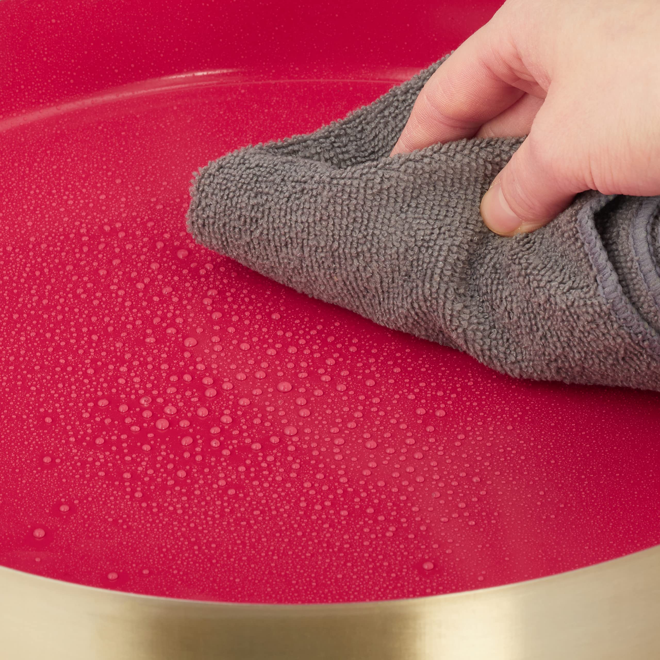 Relaxdays Plateau de Service, Design Rond, Bord surélevé, Petit-déjeuner au lit, Acier INOX, HD : 4 x 32 cm, Rouge/doré