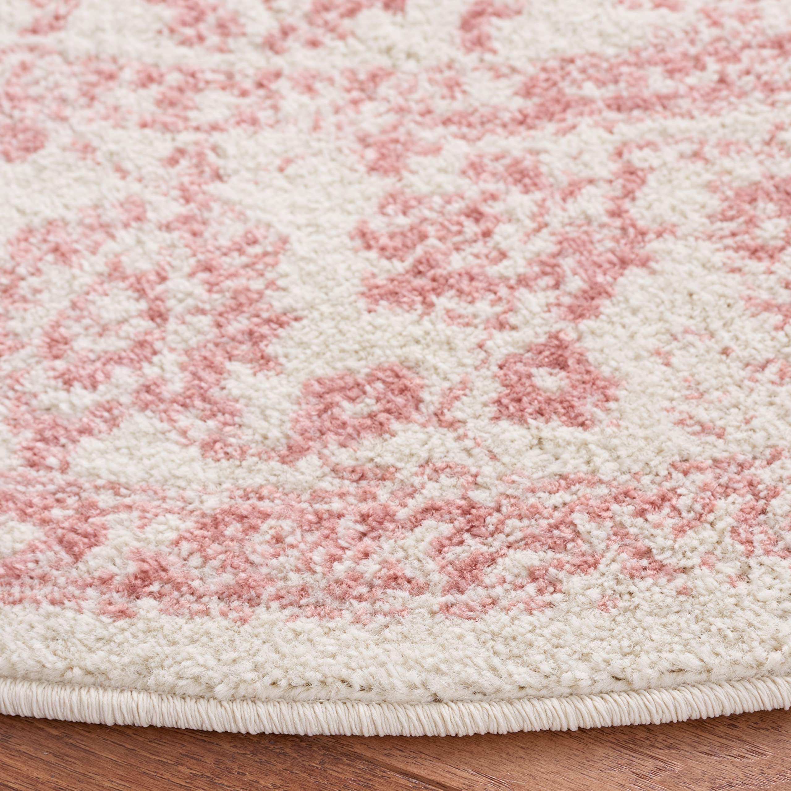 Safavieh Distressed Rug for Living Room Dining Room, Bedroom - Adirondack Collection, Short Pile, in Ivory and Rose, 91 x 91 cm - Image 3