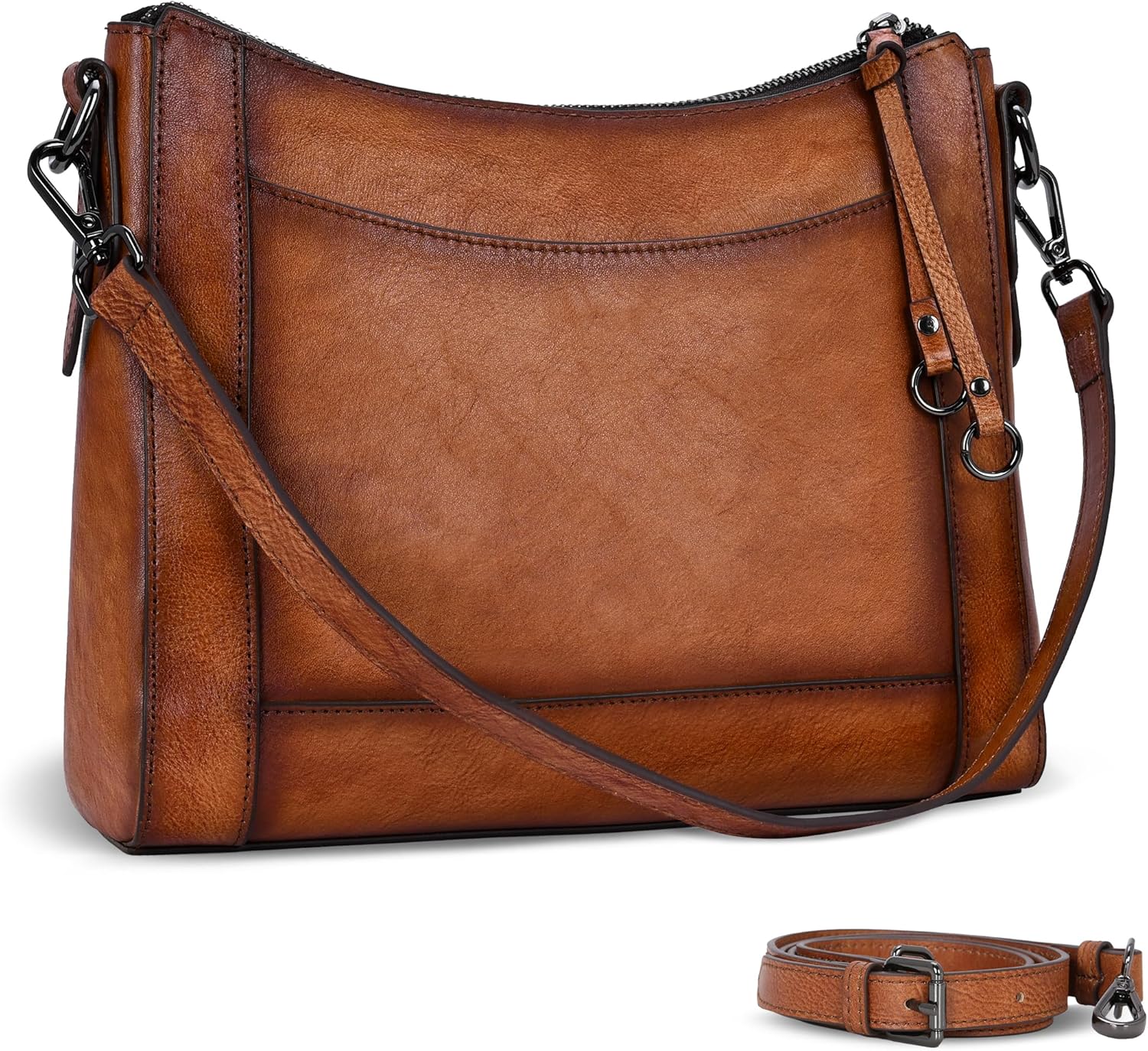 Iswee Leather Crossbody Bags for Women Shoulder Purse Medium Hobo Genuine Leather Satchel Purses and Handbags