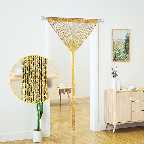 Miniatura 2 de 2 cortinas de cadena para puertas, cortinas con cuentas brillantes para puerta, cortinas de cuentas brillantes, cortina abierta para armario,