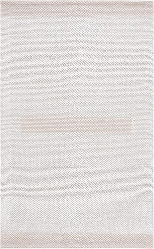 SAFAVIEH Natura Collection - Alfombra de área de 5 x 8 pies, marfil y beige, tejido plano hecho a mano, lana de rayas modernas, ideal para zonas de