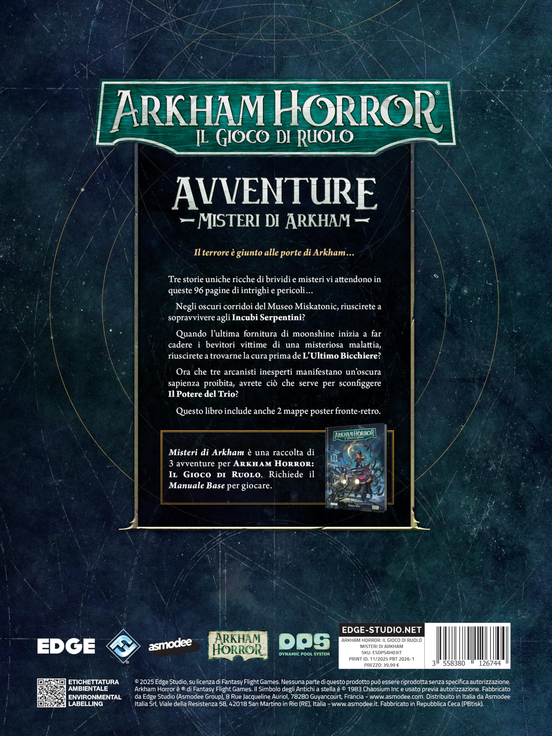 Asmodee – ARKHAM HORROR GDR: MISTERI DI ARKHAM – Avventure per Manuale Base