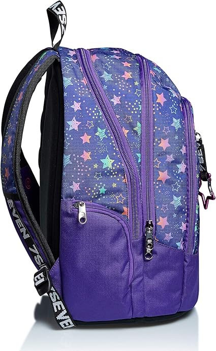 Seven Mochila Doble Compartimiento ADVANCED STARRY RAINBOW, Azul - Mochila Escolar, Escuola Primaria, Secundaria, Colegio Para Niñas, Niños, Hombres, Mujeres Y Adolescentes