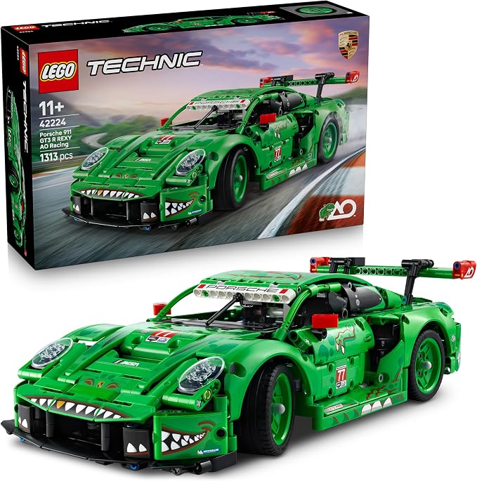 LEGO Technic Porsche 911 GT3 R Rexy AO Racing Rennwagen - Porsche Modellauto - Rennwagen zum Sammeln und Ausstellen - Porsche Modell Bauset ab 11 Jahren - Geschenk für Kinder & Autofans - 42224
