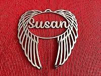 Vista 4 de Personalized Angel Wings, Laser Cut Custom Names, Christmas Tree Decorations, Stainless Steel, Family Names, Xmas Bauble 2025, for Her, Mom, Dad