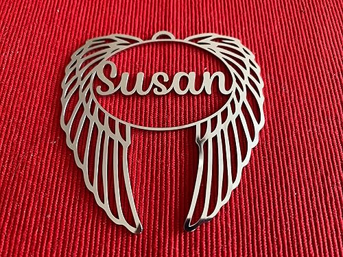 Miniatura 4 de Personalized Angel Wings, Laser Cut Custom Names, Christmas Tree Decorations, Stainless Steel, Family Names, Xmas Bauble 2025, for Her, Mom, Dad