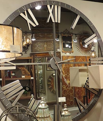 Miniatura 3 de XL - Reloj de pared redondo con espejo de 60 pulgadas de gran tamaño moderno espejo de vidrio