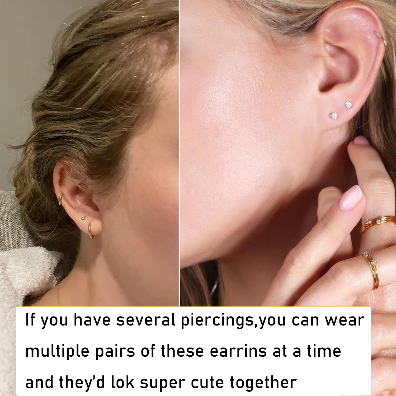 Jstyle Screw Back Stud Earrings Set 20G Titanium Steel Cartilage