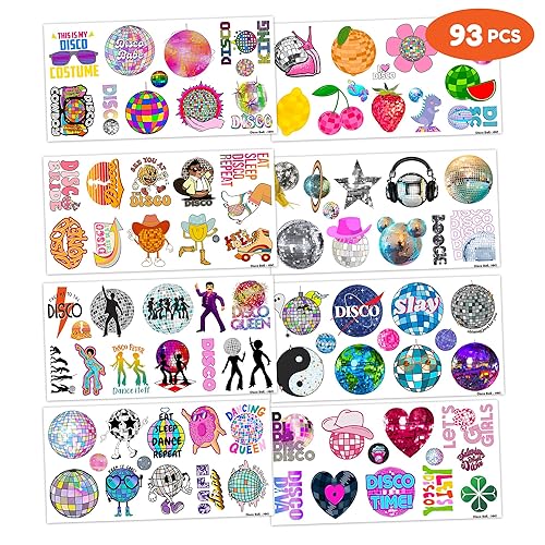 Miniatura 4 de 93 calcomanías de tatuajes temporales de los años 70 y 60, decoración temática de fiesta de cumpleaños, suministros de decoración de recuerdos de la