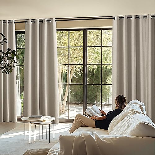 Miniatura 8 de NICETOWN Cortinas de lino 100% opacas de 84 pulgadas de largo para dormitorio, lino sintético de doble cara con bloqueo de luz completo para sala