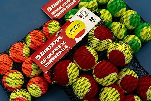 Vista 6 de GAMMA Quick Kids - Pelotas de tenis de entrenamiento de 36, 60 y 78 para niños y principiantes, núcleo de baja compresión que reduce la velocidad