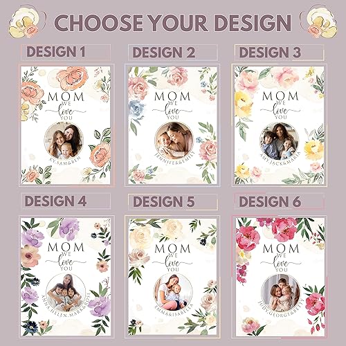 Miniatura 2 de Regalos para mamá, manta personalizada para mamá con fotos y nombres de niños, manta personalizada, mamá te amamos, 6 diseños florales, 40 x 60