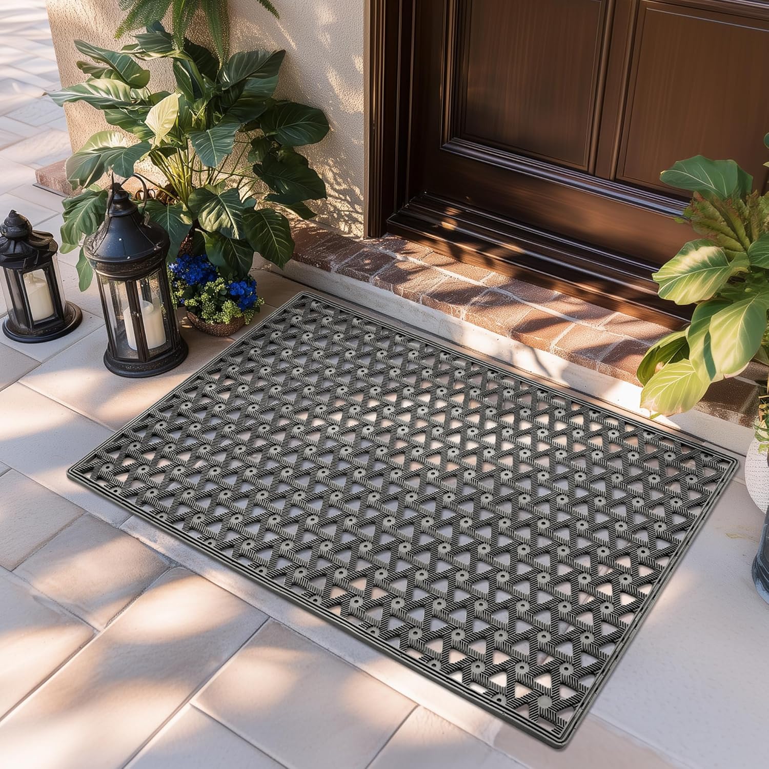 GRANNY SAYS Front Door Mat Indoor Entrance, Entryway Rugs Non Slip Washable, Waterproof Welcome Mat for Outside Entrance, Low Profile Outdoor Mats for Front Door, Grey 19" x 29.5" Grey 1'7" x 2'6" (Rectangular)