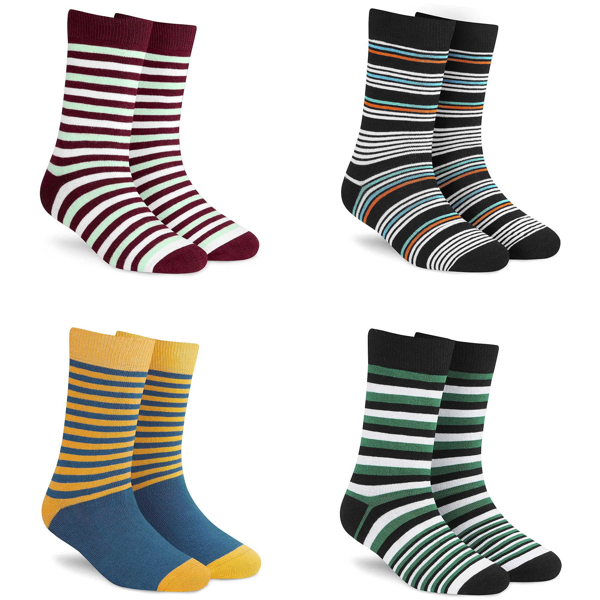 Stripes Men & Women Crew Length Socks (Combo Pack of 4 Pairs; Multicolour; Combed Cotton; Anti Odour) Free Size (Shoe Size India/UK 7-12)-image-26