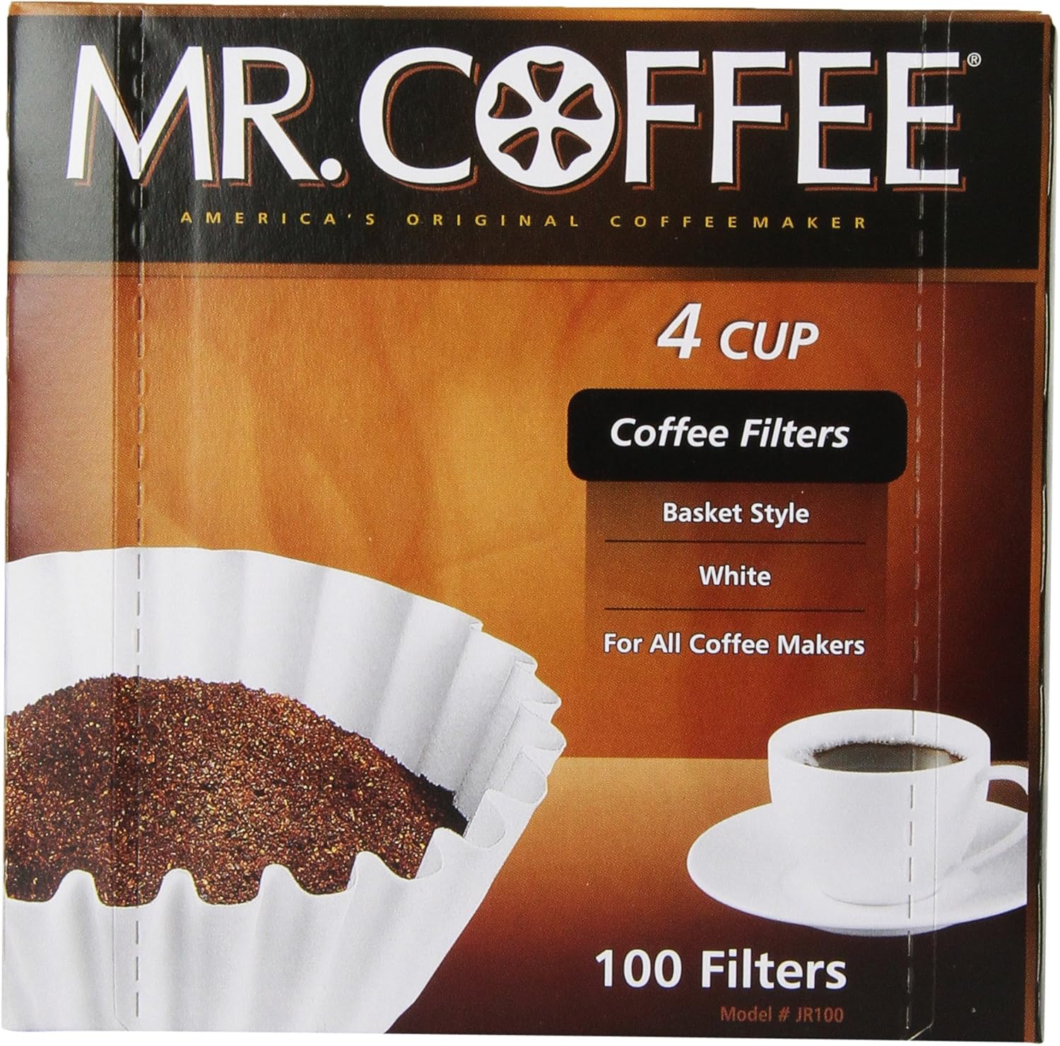 Mr. Coffee Basket Coffee Filters, 4 Cup, White Paper, 100-Count Boxes (Pack of 12)