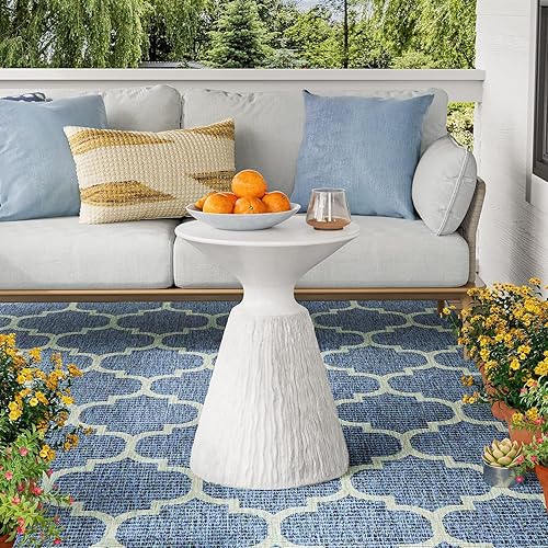 Miniatura 3 de COSIEST Mesa auxiliar para exteriores, mesa decorativa MgO en forma de hongo, mesa auxiliar ligera para patio con base rotunda, soporte para plantas