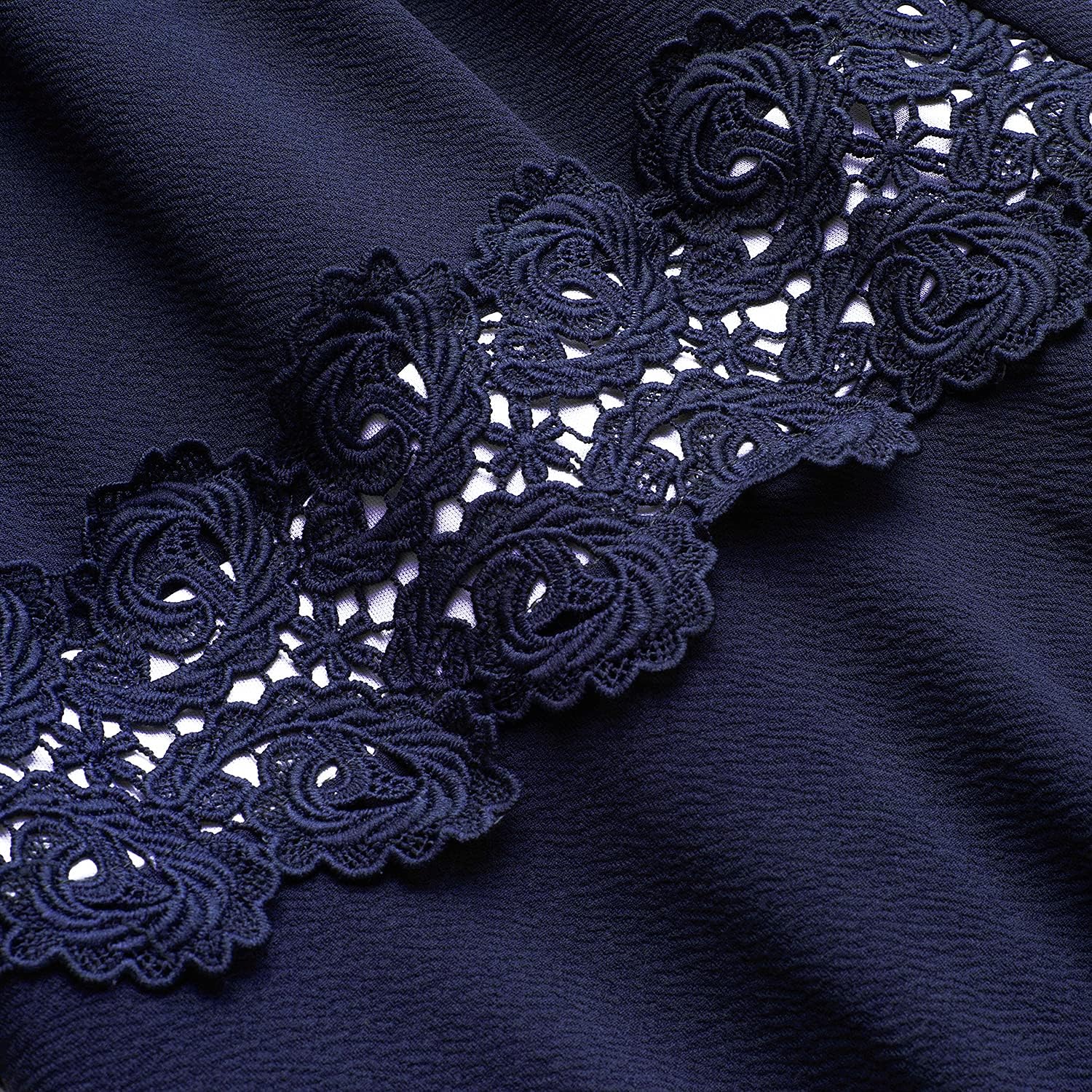 HOMEYEE Women's Cocktail A-Line Embroidery Casual Party Summer Wedding Guest Dress A079 Dark Blue 6