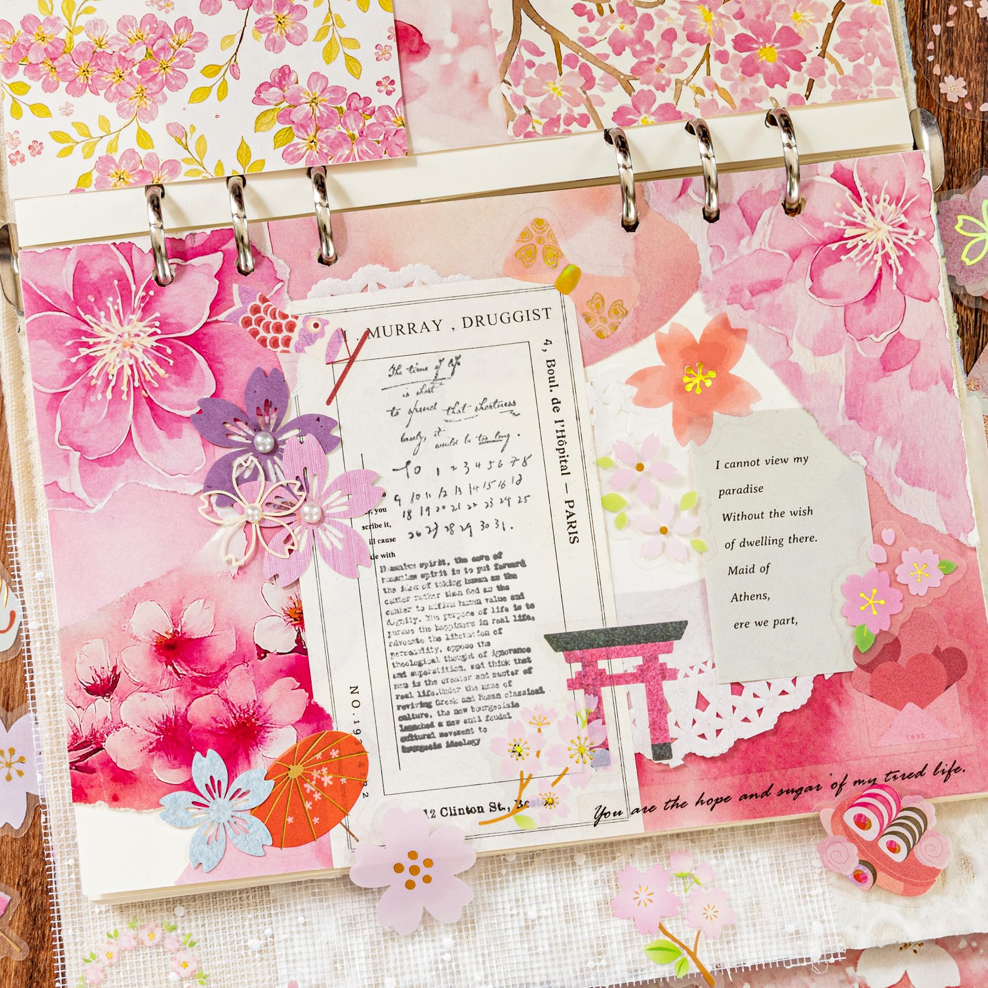 prima スクラップブッキング フラワーセット Amazon | Mayplous 桜スクラップブッキングキット 桜シール 和紙風
