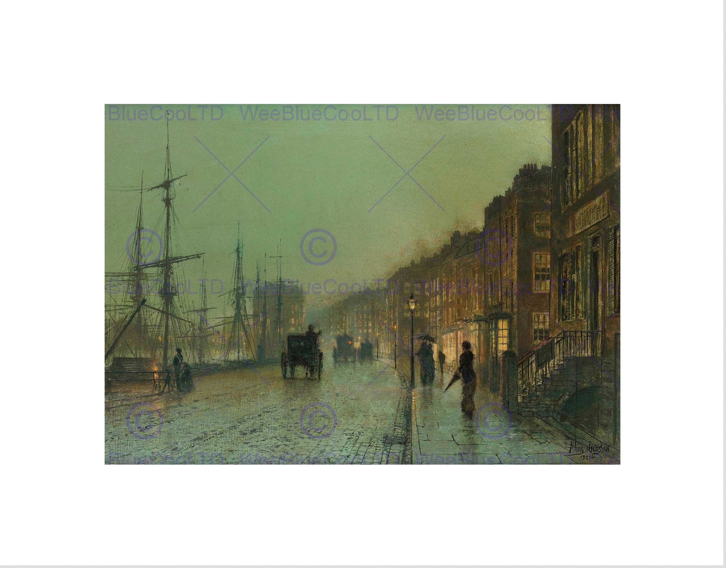 Wee Blue Coo John Atkinson Grimshaw Glasgow Docks 1881 Old Master Wall Art Print