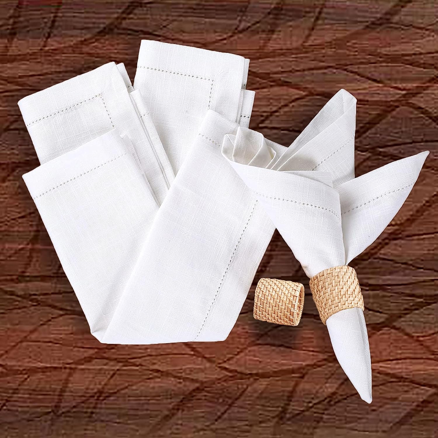 Linen Clubs GFI 100% Cotton Slub Cloth Dinner Napkin Set of 12 – Hemstitch, Soft, Durable & Washable – Ideal for Weddings, Fall, Thanksgiving & Christmas – Perfect Everyday Use Table Linen 20x20 INCH
