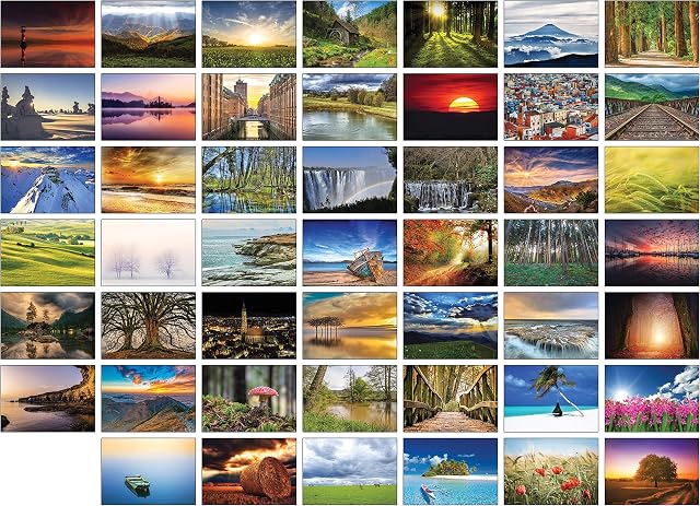 48 Glossy Blank Landscape Greeting Cards with Plain Kraft Brown Envelopes