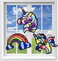 Vista 10 de VHALE Suncatchers Craft 3 juegos (9 recortes) con papel de seda con efecto de vitral, kit de atrapasoles, arte de ventana, manualidades en el aula