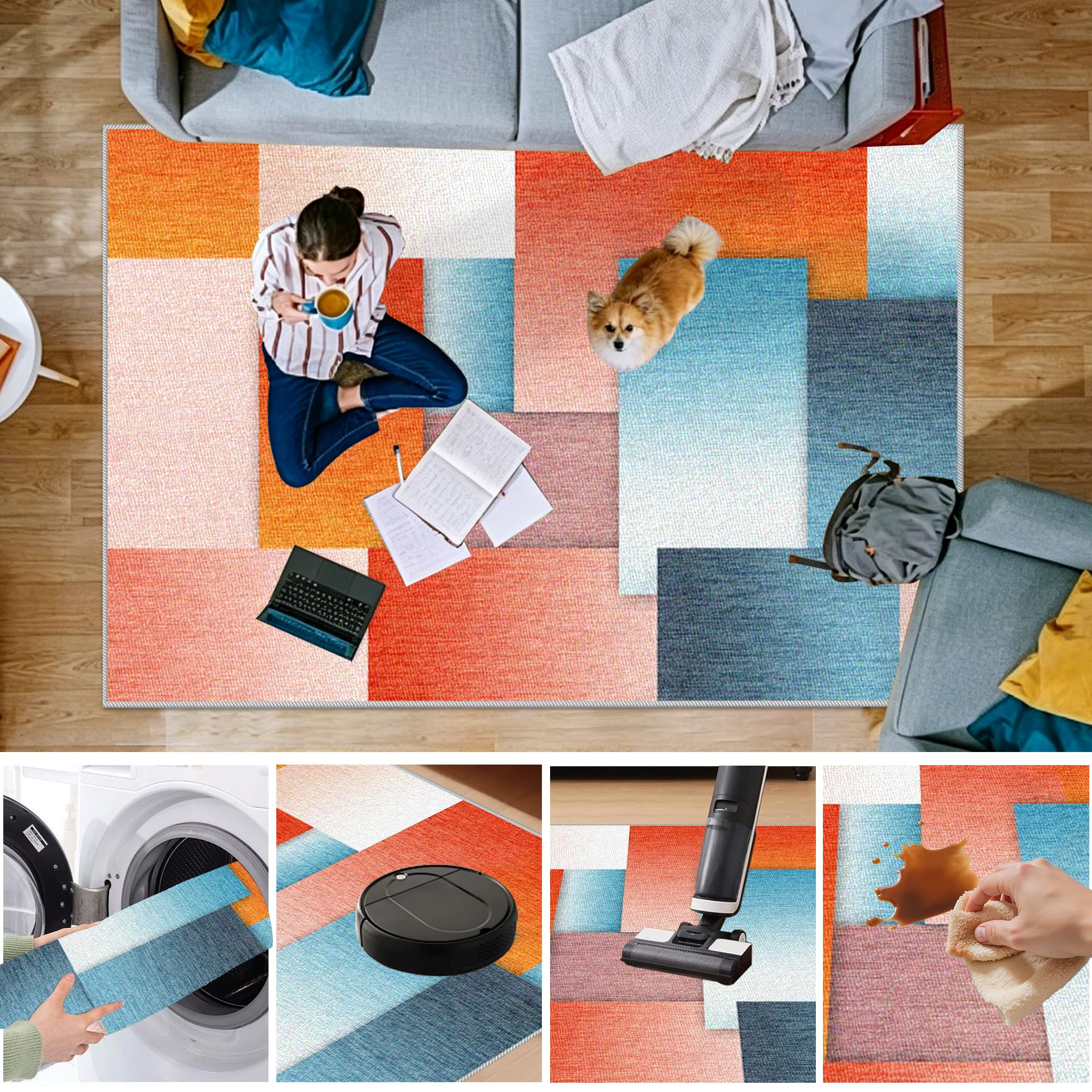 Dywan do salonu można prać w pralce 160 x 200 cm nowoczesny dywan do sypialni duży dywan do jadalni dywanik do sypialni dywan z krótkim włosiem do kuchni, sypialni, domowego biura