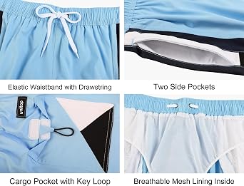 unitop Men's Swim Trunks Classic Lightweight Board Shorts with Lining