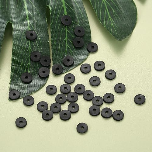 Miniatura 4 de Bflaae 1500 cuentas de arcilla blanca para hacer pulseras, espaciador de polímero redondo plano, kit de cuentas de arcilla heishi para fabricación