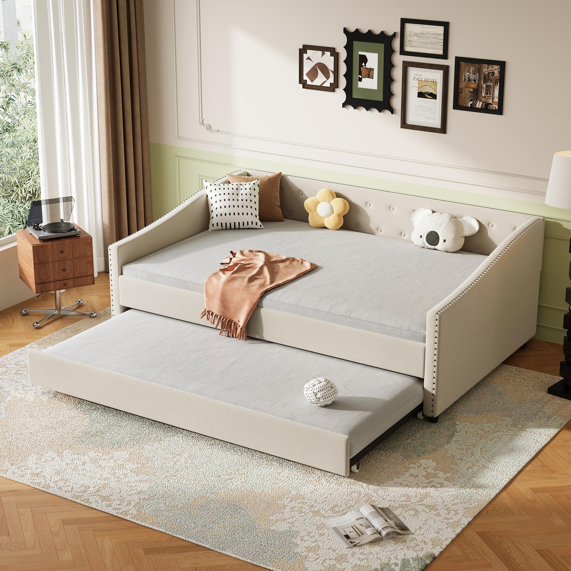 Full Size Upholstered Daybed with Trundle