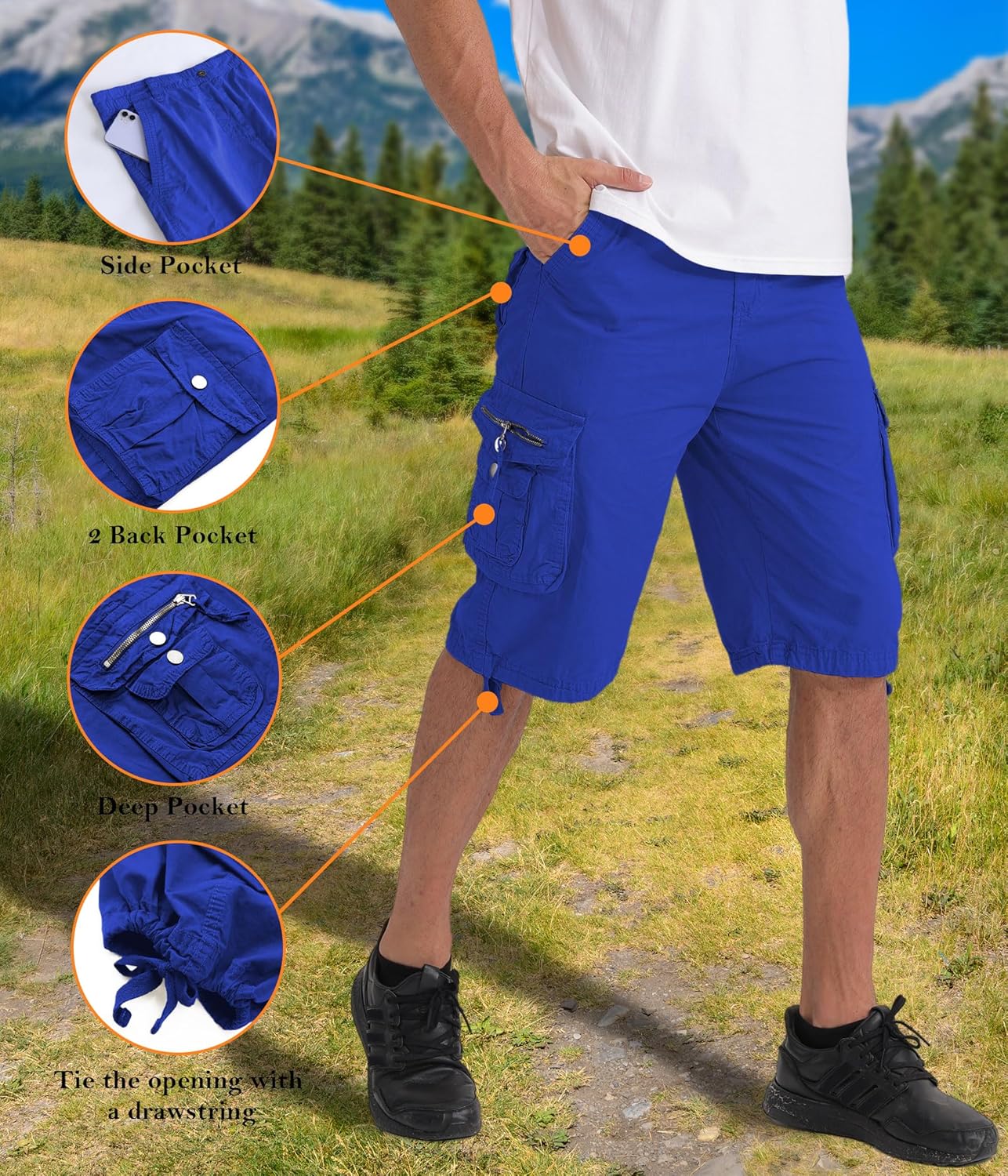Men's Twill Cargo Shorts - Multi - Pocket, Lightweight & Durable, Ideal for Outdoor Activities - Image 6