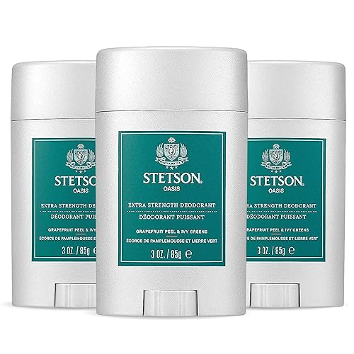 Stetson - Desodorante extra fuerte para el cuidado personal de Scent Beauty - Desodorante en barra de gel para hombre, kit de aseo personal de 3