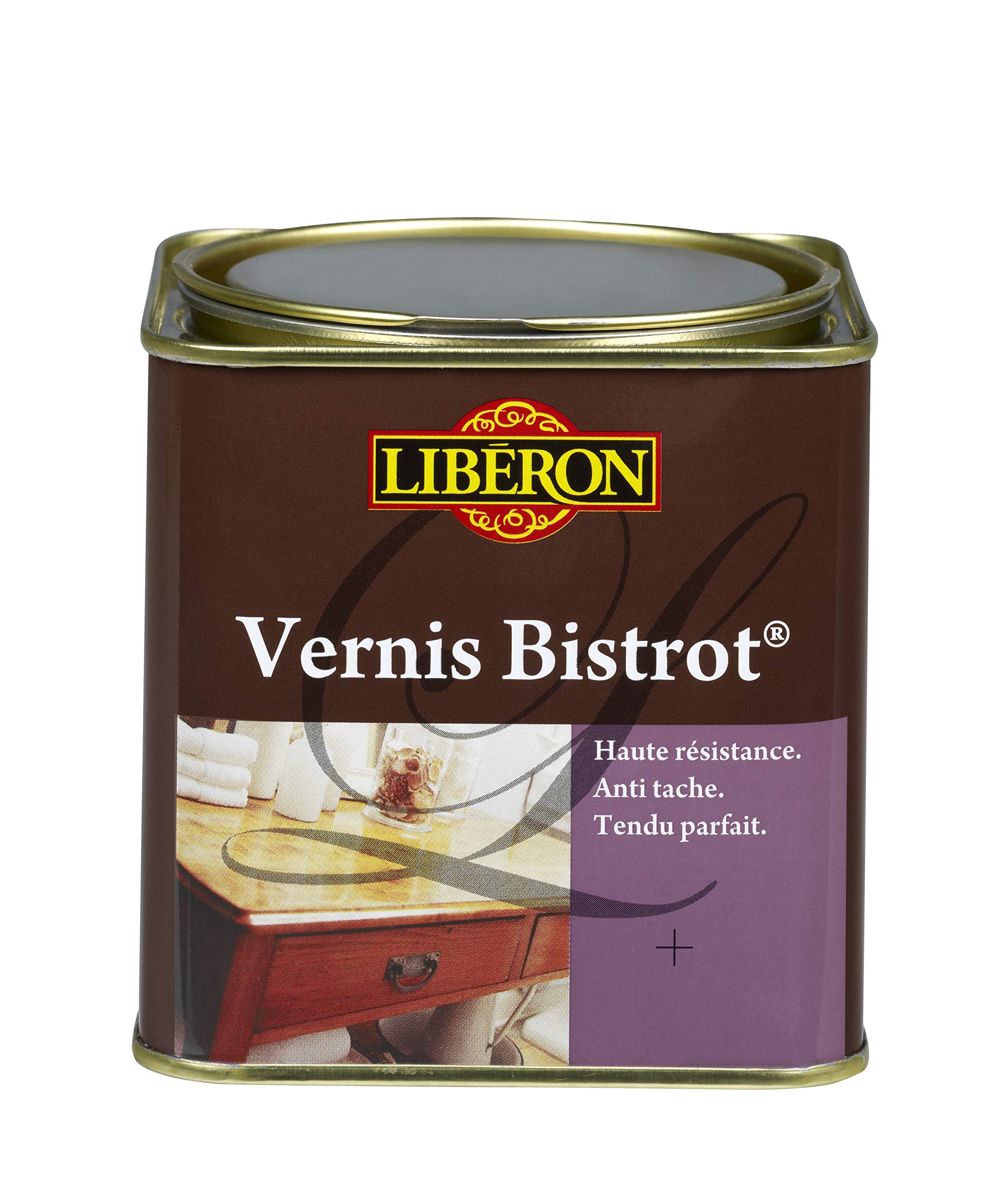 Libéron - Vernis bistrot - Vernis bois - Meubles Boiseries Objets - Très haute qualité - Anti-​taches - Anti-​chocs et rayures - Tendu bon - Chêne clair Satin - 0,​5L