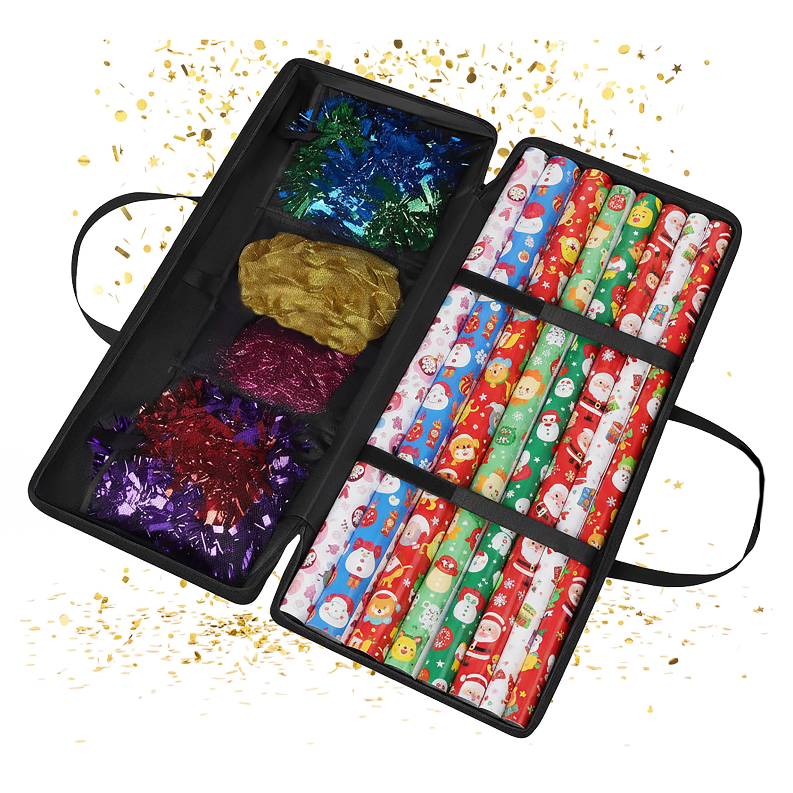 Organisateur de papier cadeau sous le lit Relaxdays noir pour ranger vos emballages de Noël