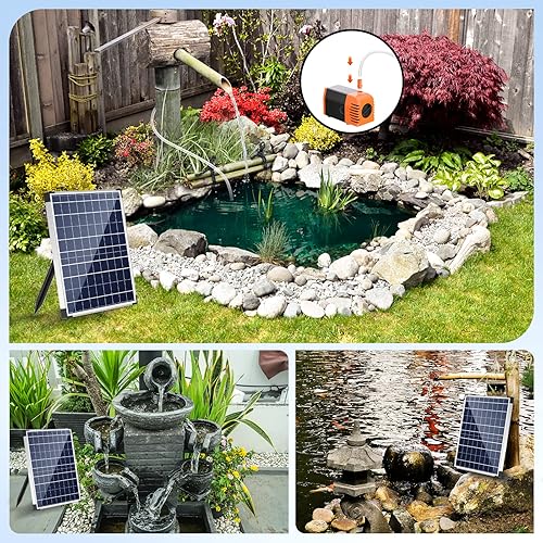 Miniatura 4 de Antfraer Solar Water Pump Fountain Outdoor, 25 Watt Solar Fountain Pump 410GPH+Adjustable Flow Kit, Solar Water Fountain with 6.6FT Tubing for