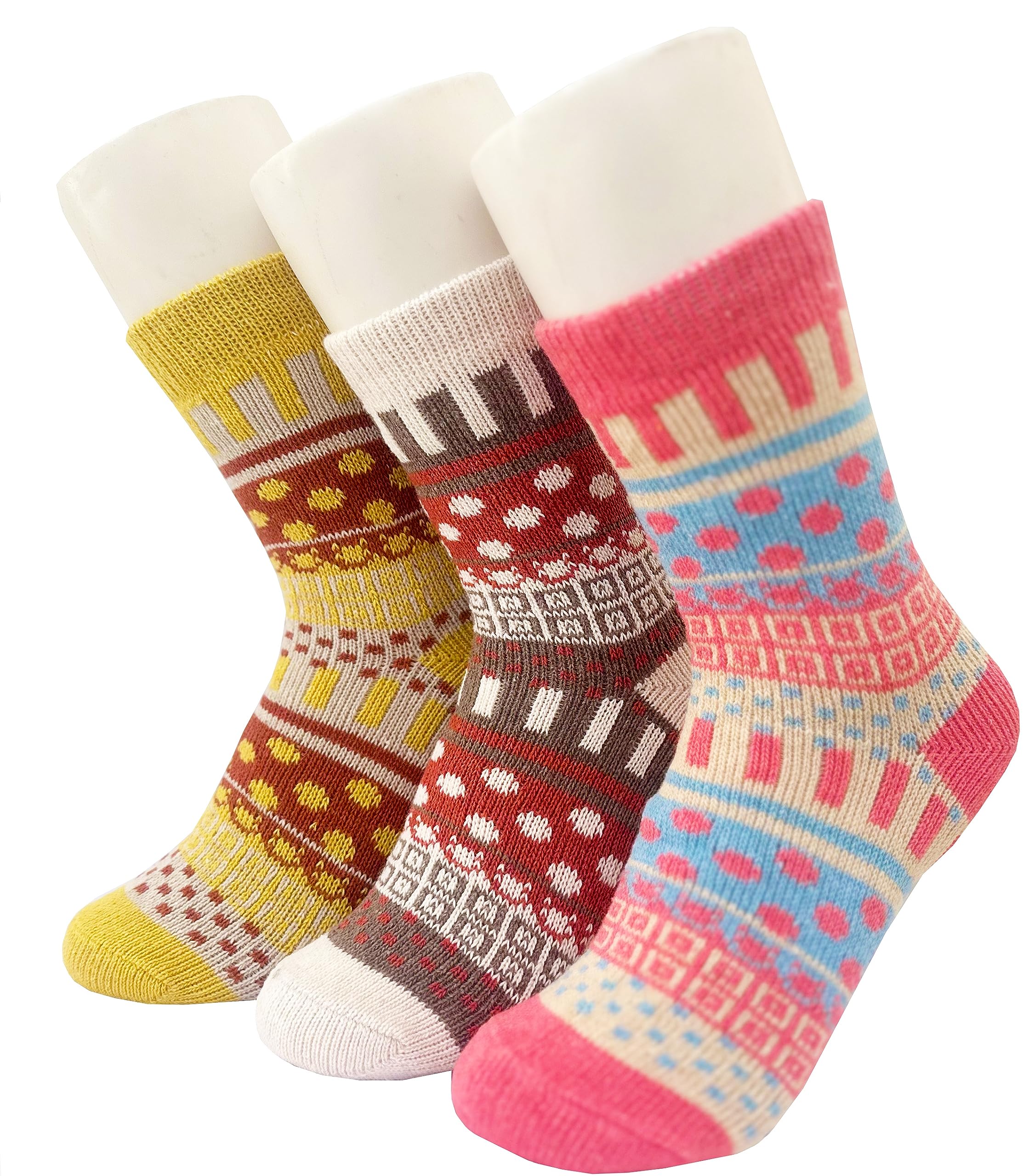 alexvyan 3 Pair Solid Design Soft & Woolen Cozy Knitted Winter Thick Warm Stretchy Elastic Socks (Without Thumb) for Women Girls-picture-33