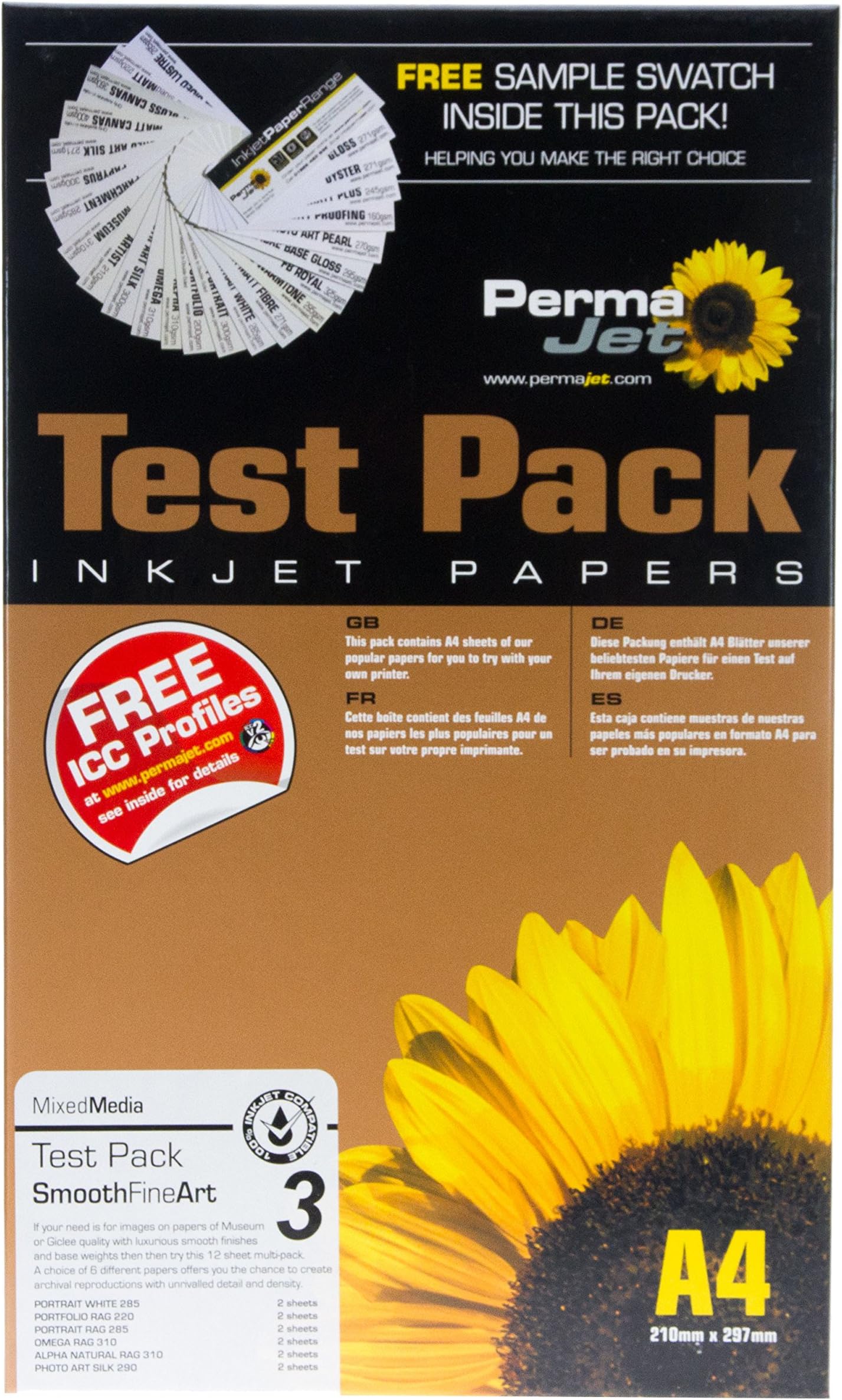 Permajet Smooth Fine Art Test Pack Printing Paper A4 - 12 Sheets