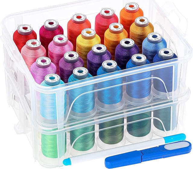 New brothread 40 Brother Colours 500m Machine Embroidery Thread with Clear Plastic Storage Box for Embroidery Sewing Machine