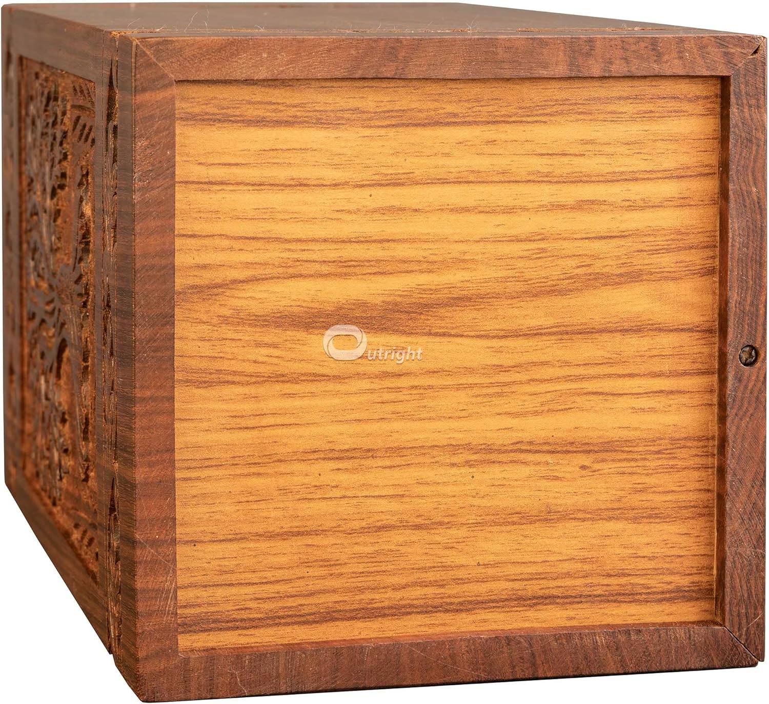 Outright Cremation Urns for Adult Human Ashes - Adult Large Wooden Urn Handcrafted for Funeral and Burial - Tree of Life Memorial Burial for Male and Female (Natural, L, 6.25 x 6.25 x 11.25 inches)