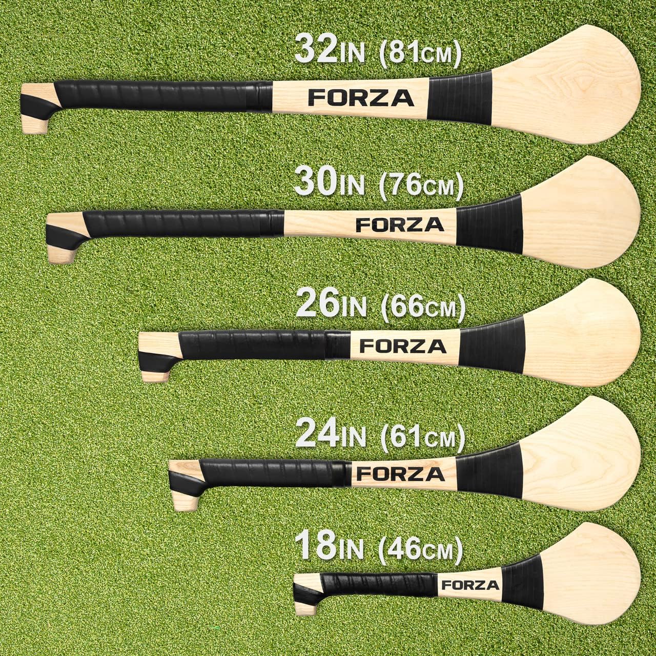FORZA Ash Wood Hurling Stick - GAA Hurling & Camogie Stick [5 Sizes] : Sports & Outdoors