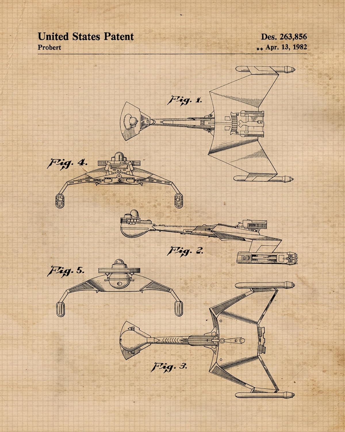 Classic Scifi Star Vessels Patent Prints, 6 (8x10) Unframed Photos, Wall Art Decor for Home Work Office Trek Toys ComicCon Movie Gears Garage Space Shop School Aviation Student Teacher Coach