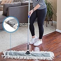 Vista 3 de Trapeador industrial de algodón de 36 pulgadas con mango de acero ajustable, trapeadores comerciales para madera dura, azulejos, laminados, vinilo