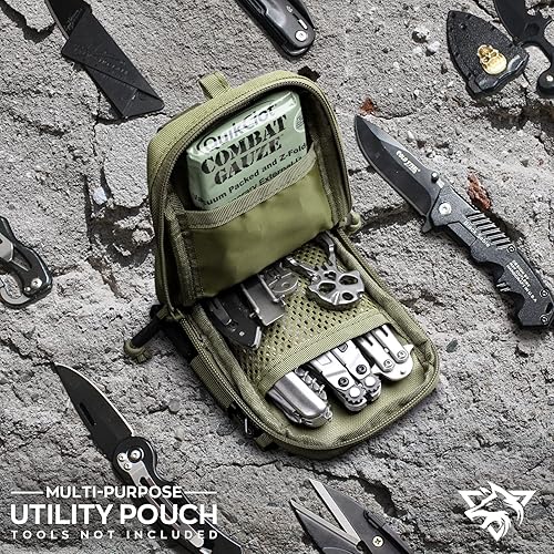 Miniatura 7 de WYNEX Bolsa táctica para teléfono con brújula, funda grande para teléfono inteligente, doble capacidad, pequeña bolsa EDC con hebilla de brújula y