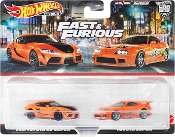 Hot Wheels Premium 2-Pack Fast and Speed 2021 Toyota GR Supra/Toyota Supra Ages 3 and Up HKF54