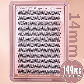 Medium Lash Clusters Short Wispy C Curl Eyelash Clusters 14MM Individual Eyelashes Natural Cluster Eyelash Extensions Natural Looking Cluster Lashes by Geeneiya (C Curl,14MM)